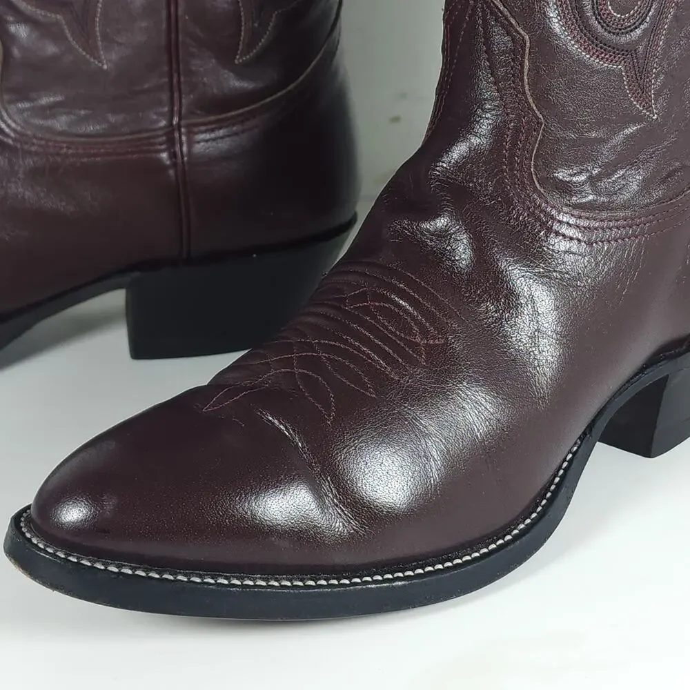 Nocona Men's US 9D 8011 Brown Leather Embroidered Western Cowboy Boots